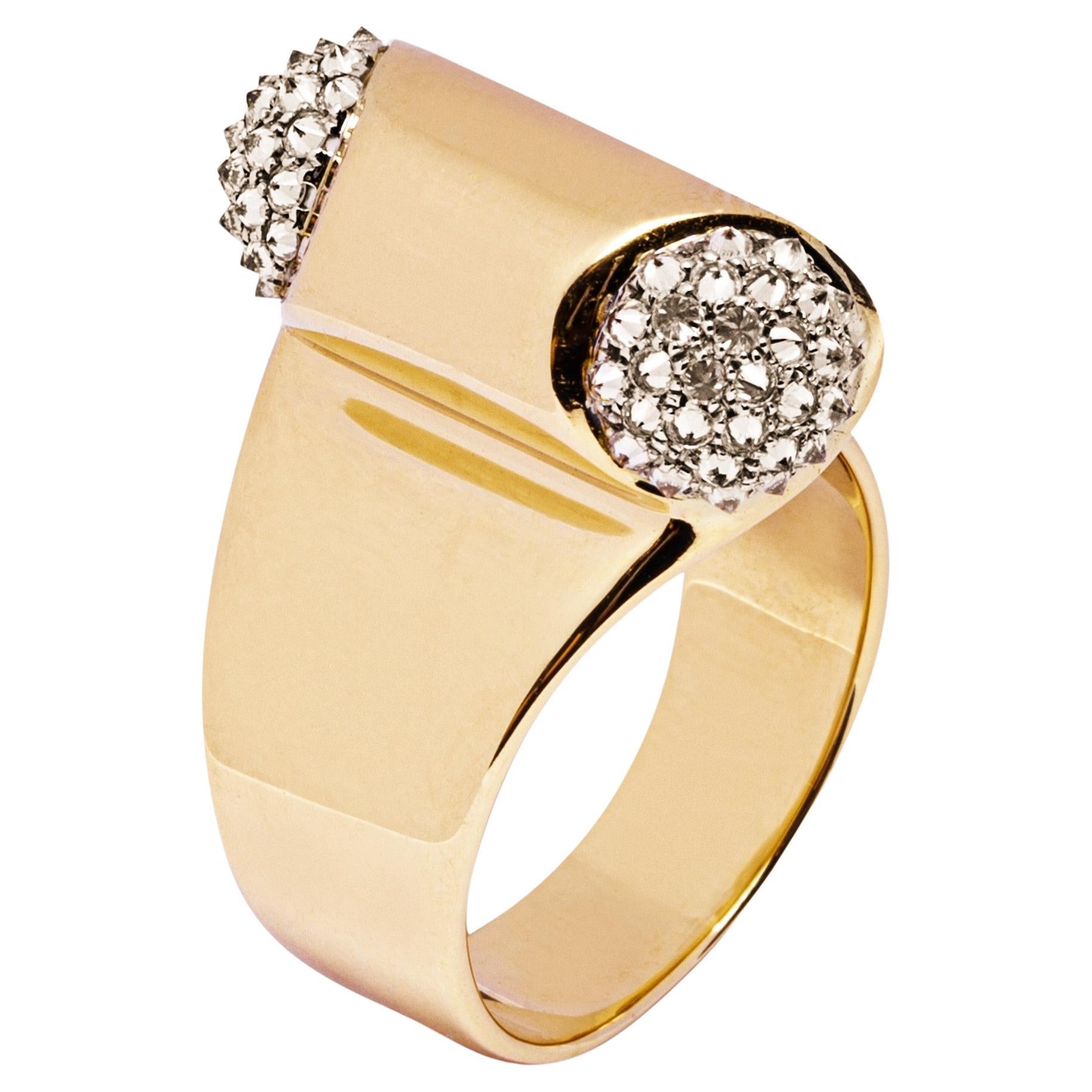 Alex Jona White Diamond 18 Karat Yellow Gold Band Ring For Sale