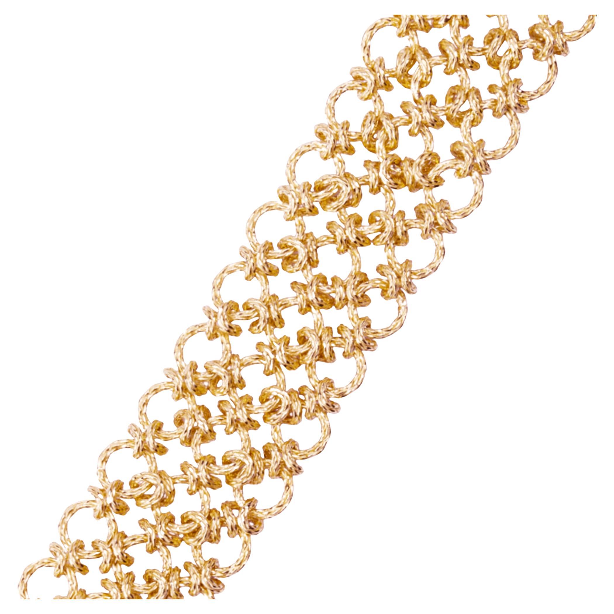 Contemporary Alex Jona 18 Karat Yellow Gold Woven Merletto Bracelet For Sale