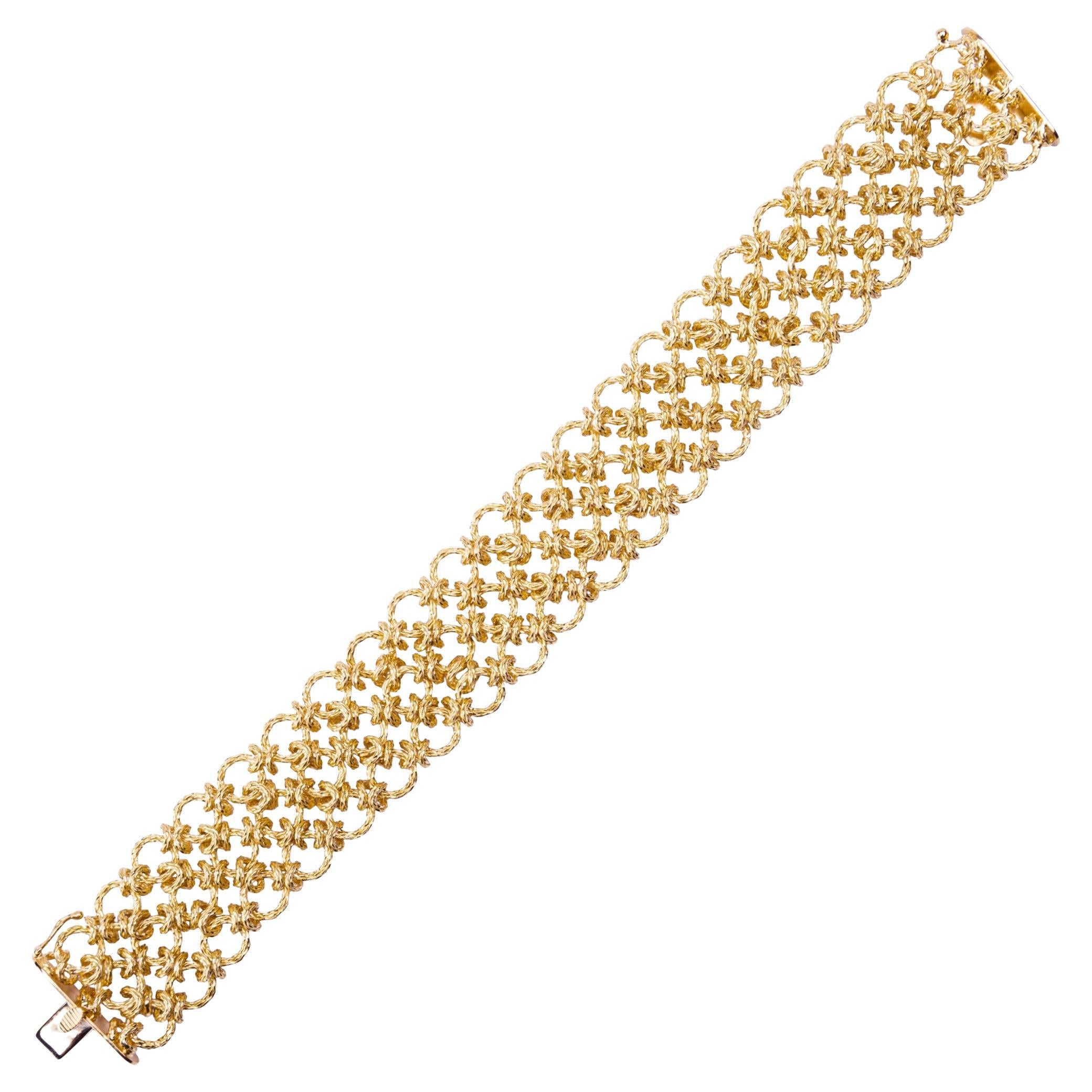 Gewebtes Merletto-Armband von Alex Jona aus 18 Karat Gelbgold im Angebot