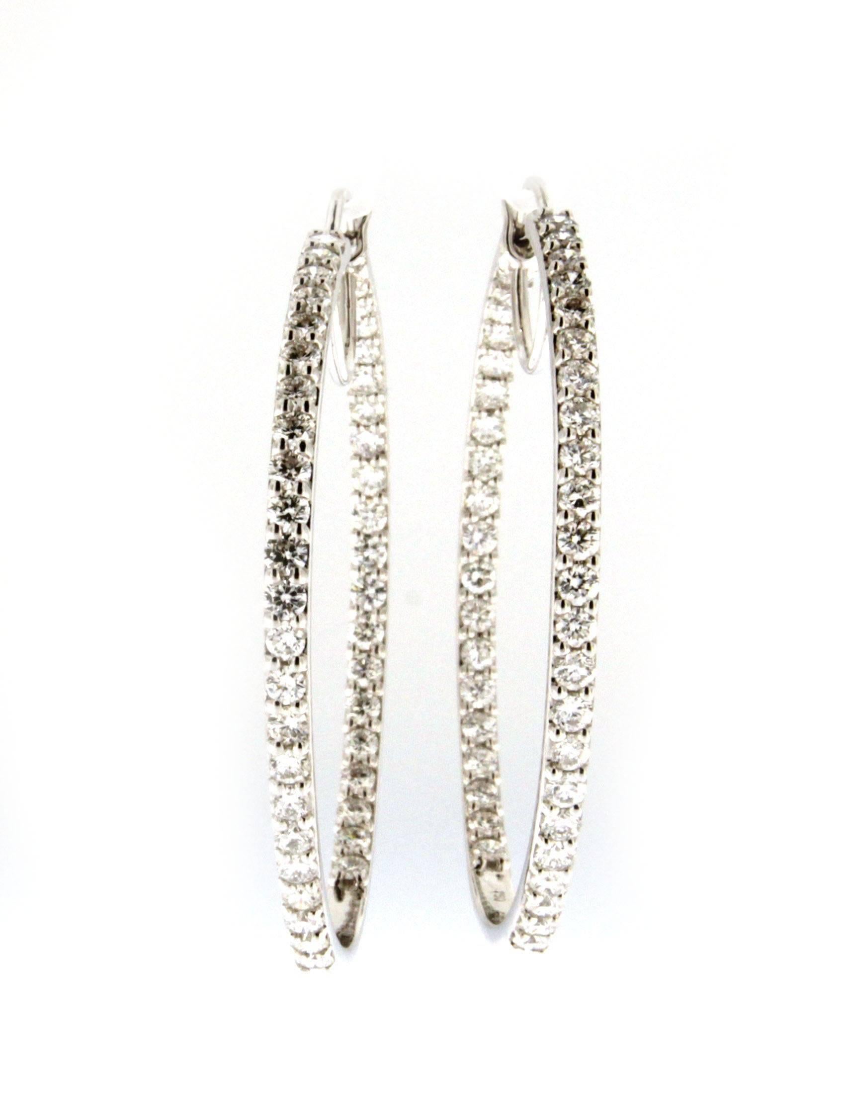 Jona White Diamond 18 Karat White Gold Hoop Earrings In New Condition In Torino, IT