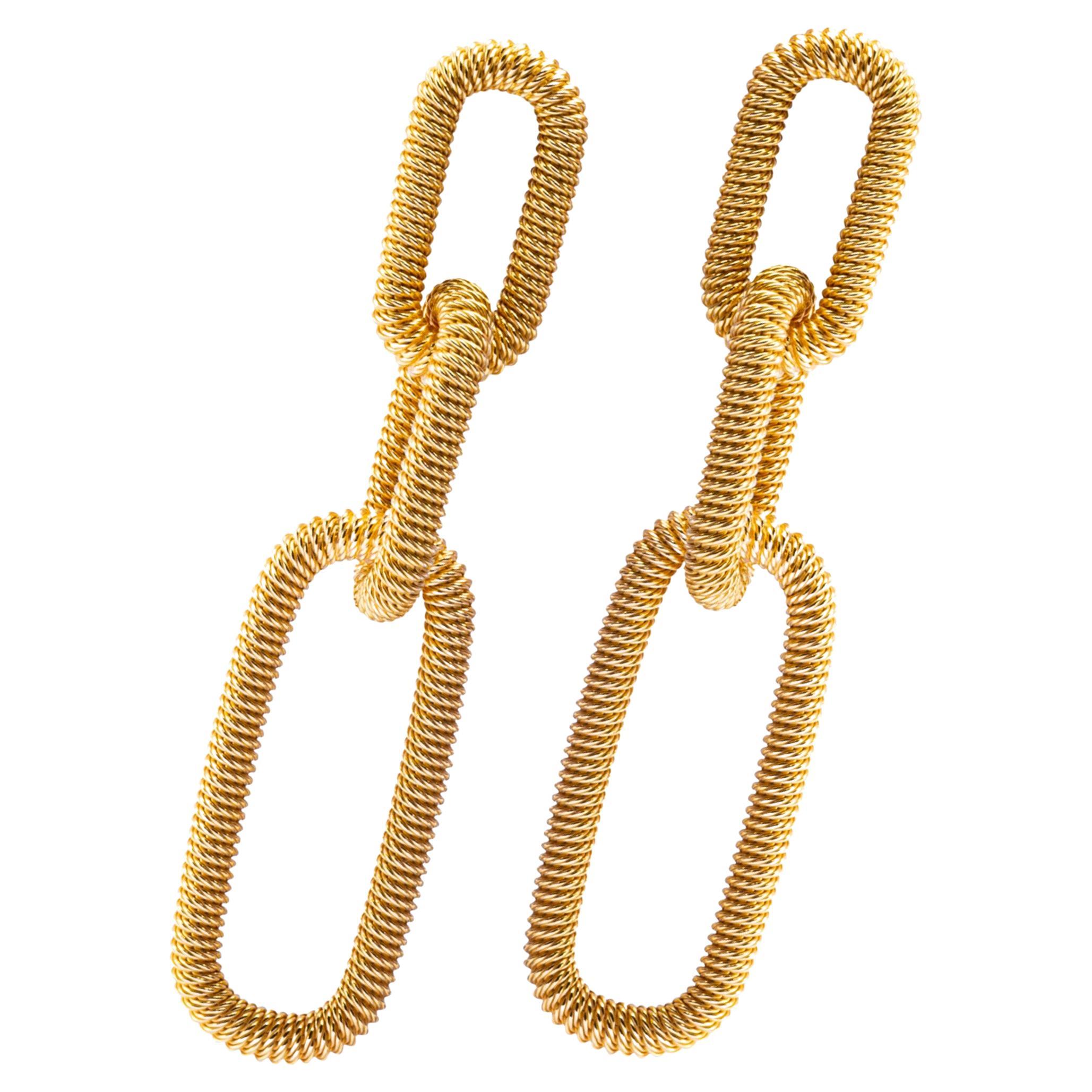 Alex Jona Gold-Plated Sterling Silver Link Chain Pendant Earrings For Sale