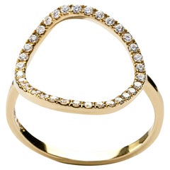 Alex Jona 18 Karat Yellow Gold White Diamond Open Circle Hoop Ring