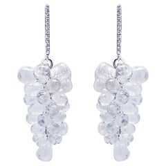 Alex Jona Rock Crystal White Diamond White Gold Cluster Drop Earrings