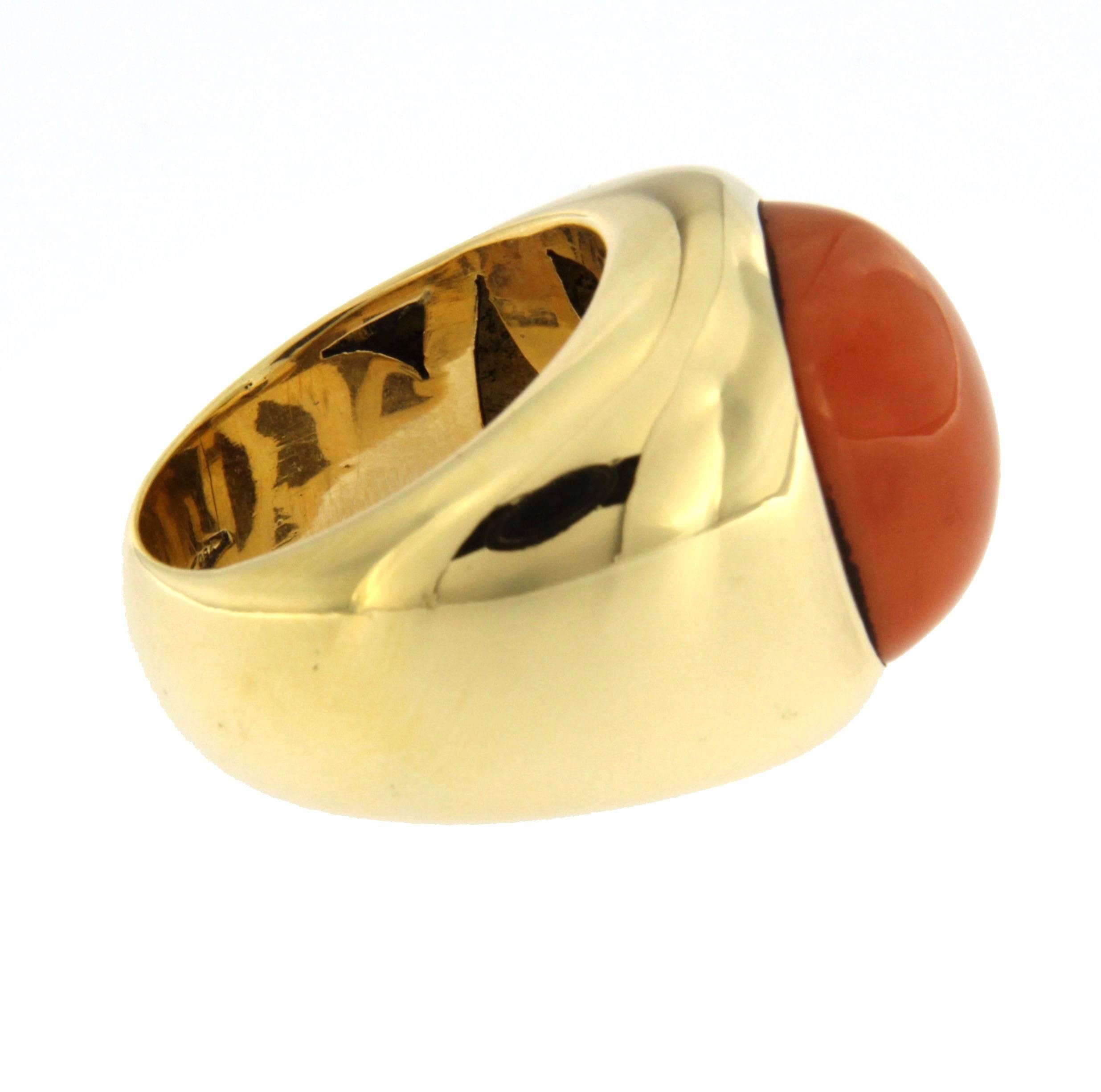 Jona Coral Gold Band Ring In New Condition In Torino, IT