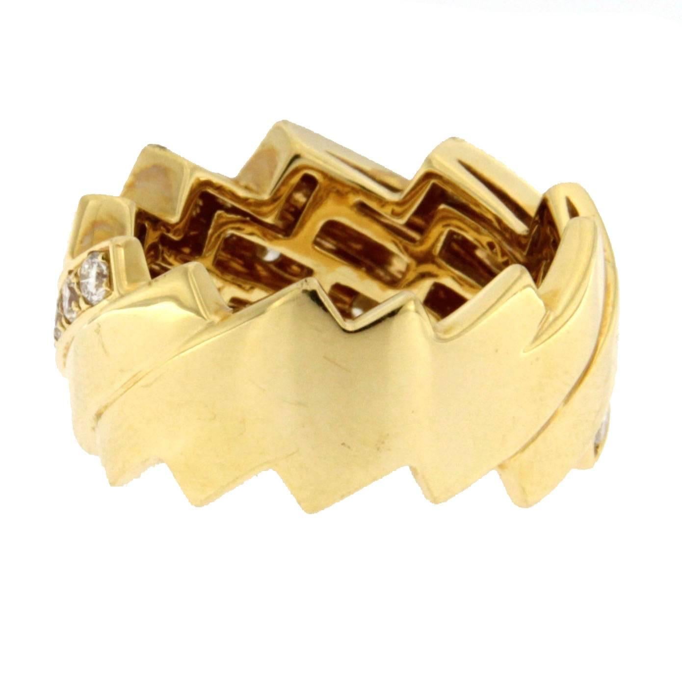 Women's Alex Jona White Diamond 18 Karat Yellow Gold Band Ring