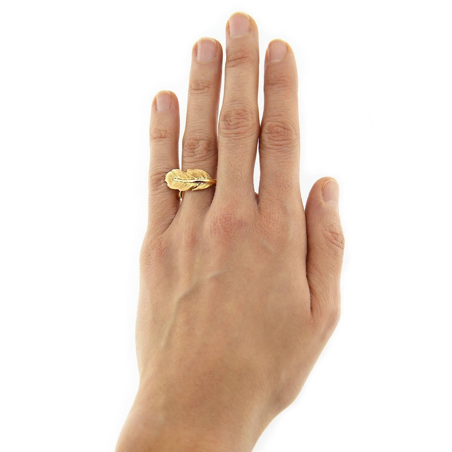 Women's Jona Feather 18 Karat Yellow Gold Ring