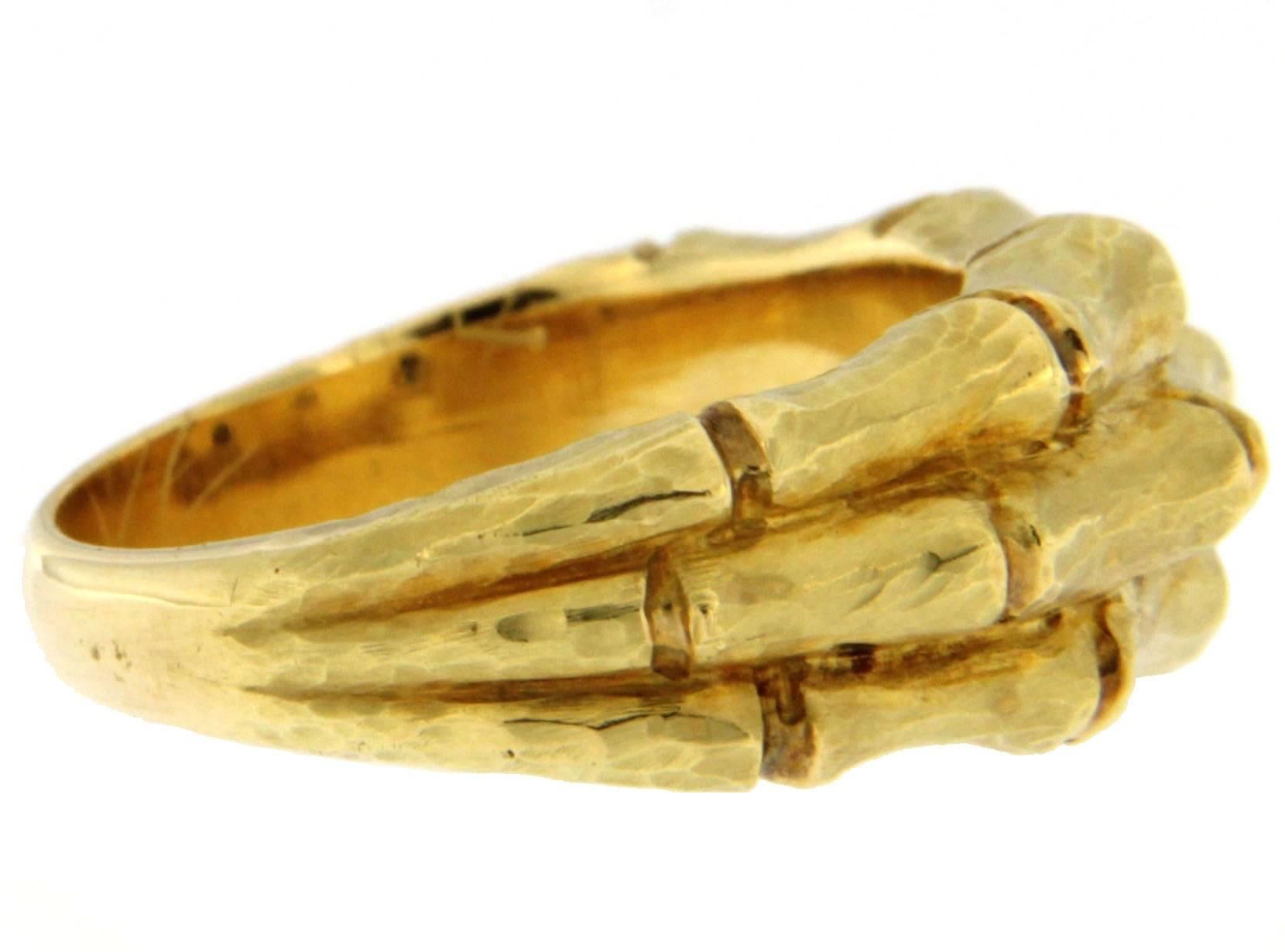 Alex Jona design collection, hand crafted in Italy, 18 Karat yellow gold bamboo band ring.  
US size 6.9, can be sized to any specification.  
Alex Jona jewels stand out, not only for their special design and for the excellent quality of the
