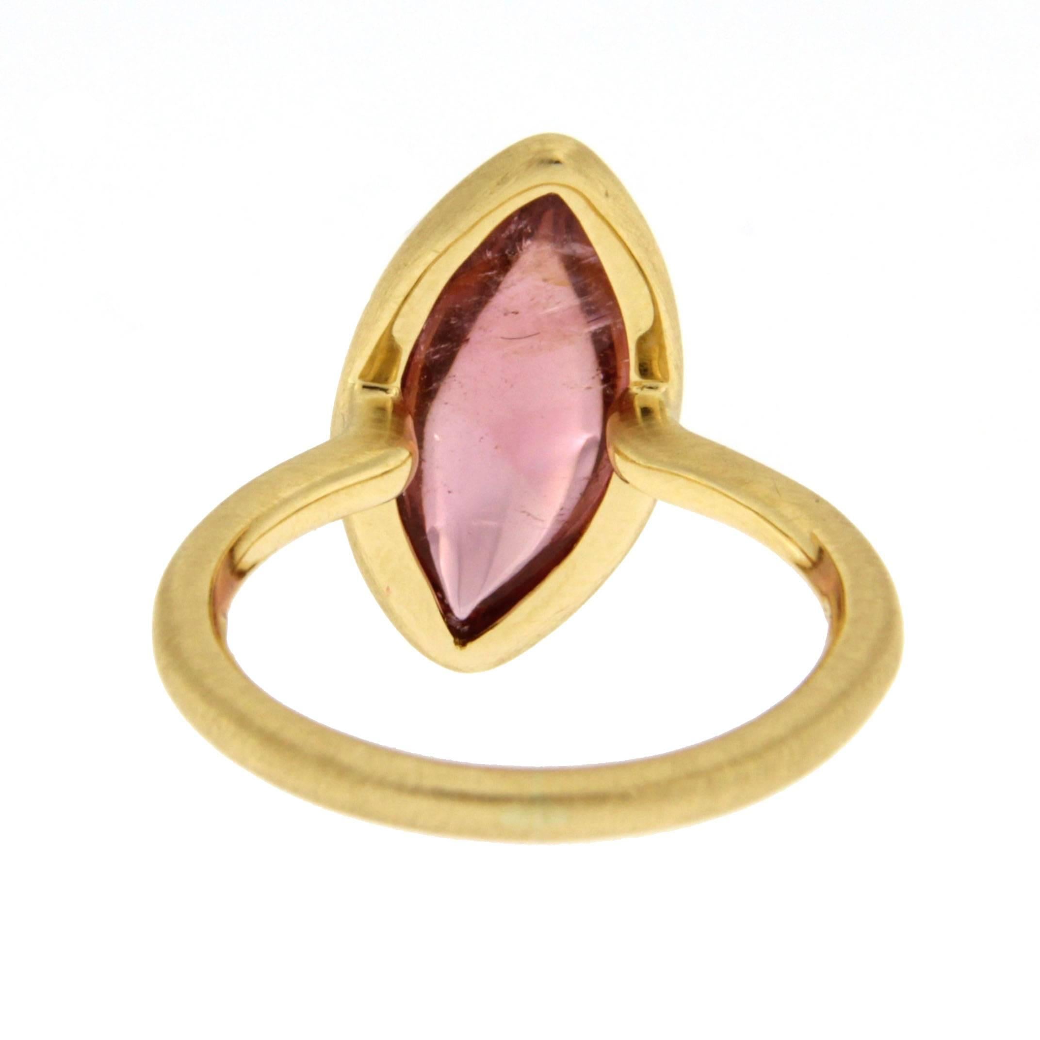 Women's Jona Pink Tourmaline Brushed 18k Yellow Gold Ring