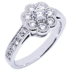Alex Jona White Diamond 18 Karat White Gold Cluster Ring