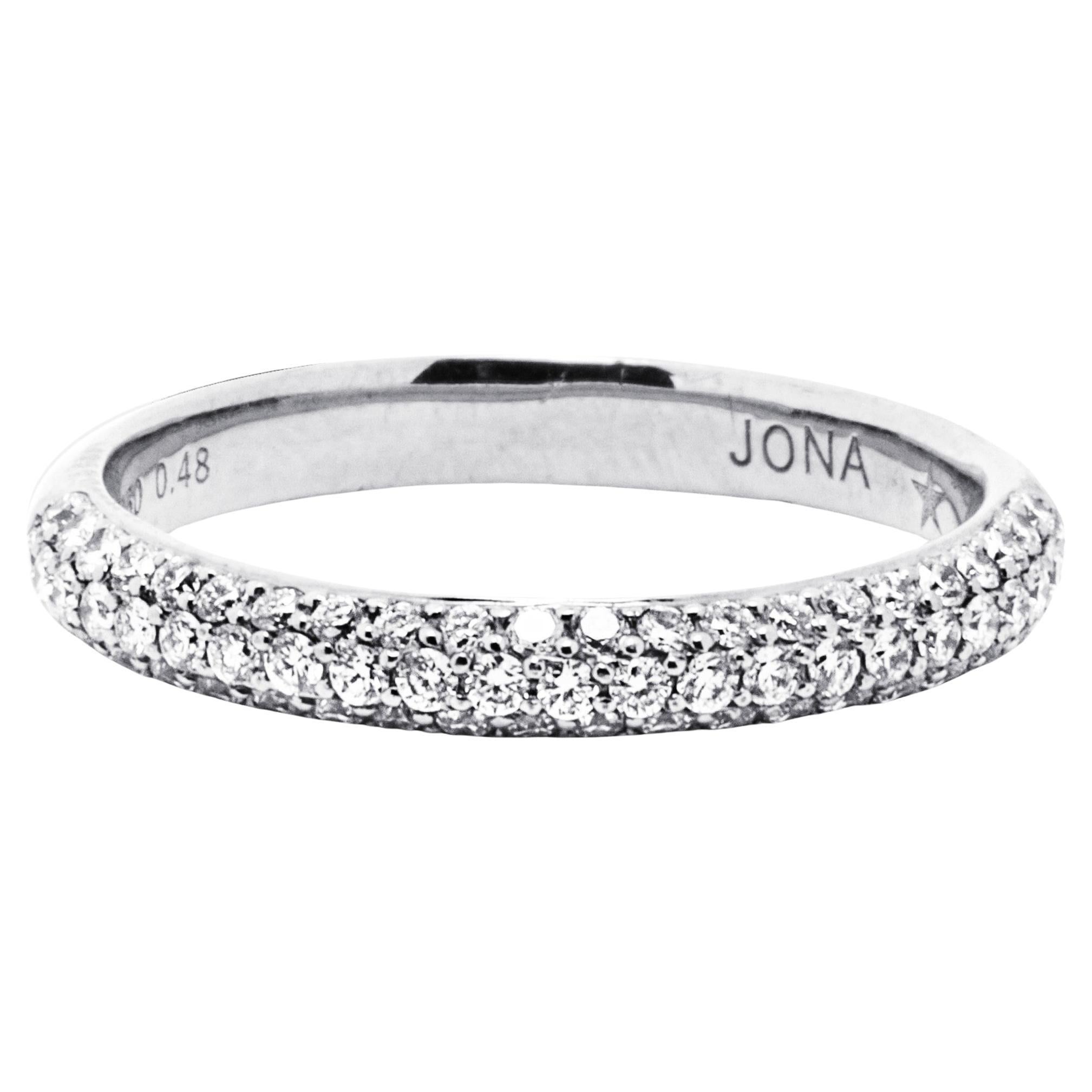 Bague jonc en or blanc et diamants blancs Alex Jona en vente