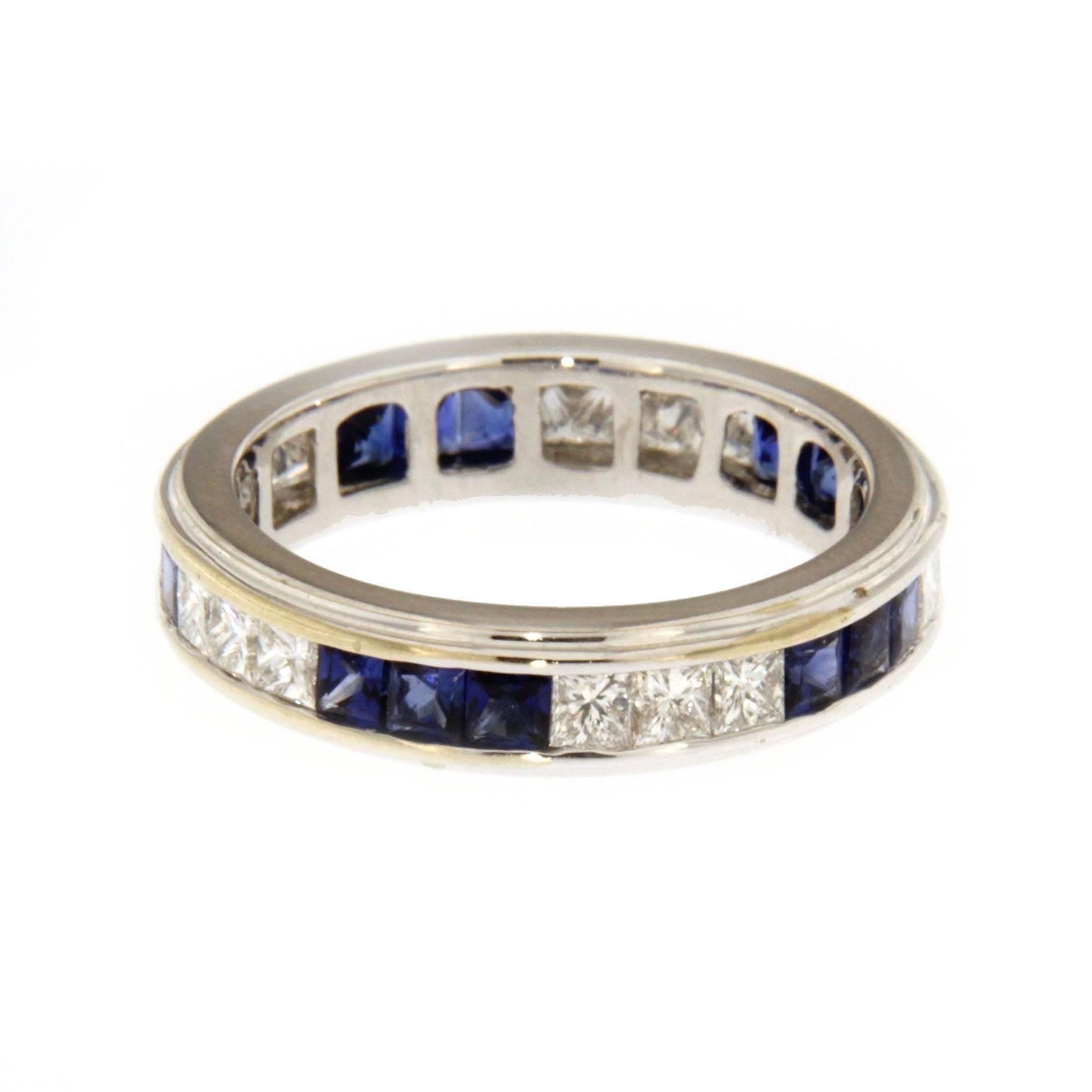 Women's Jona Blue Sapphire Diamond White Gold Band Ring