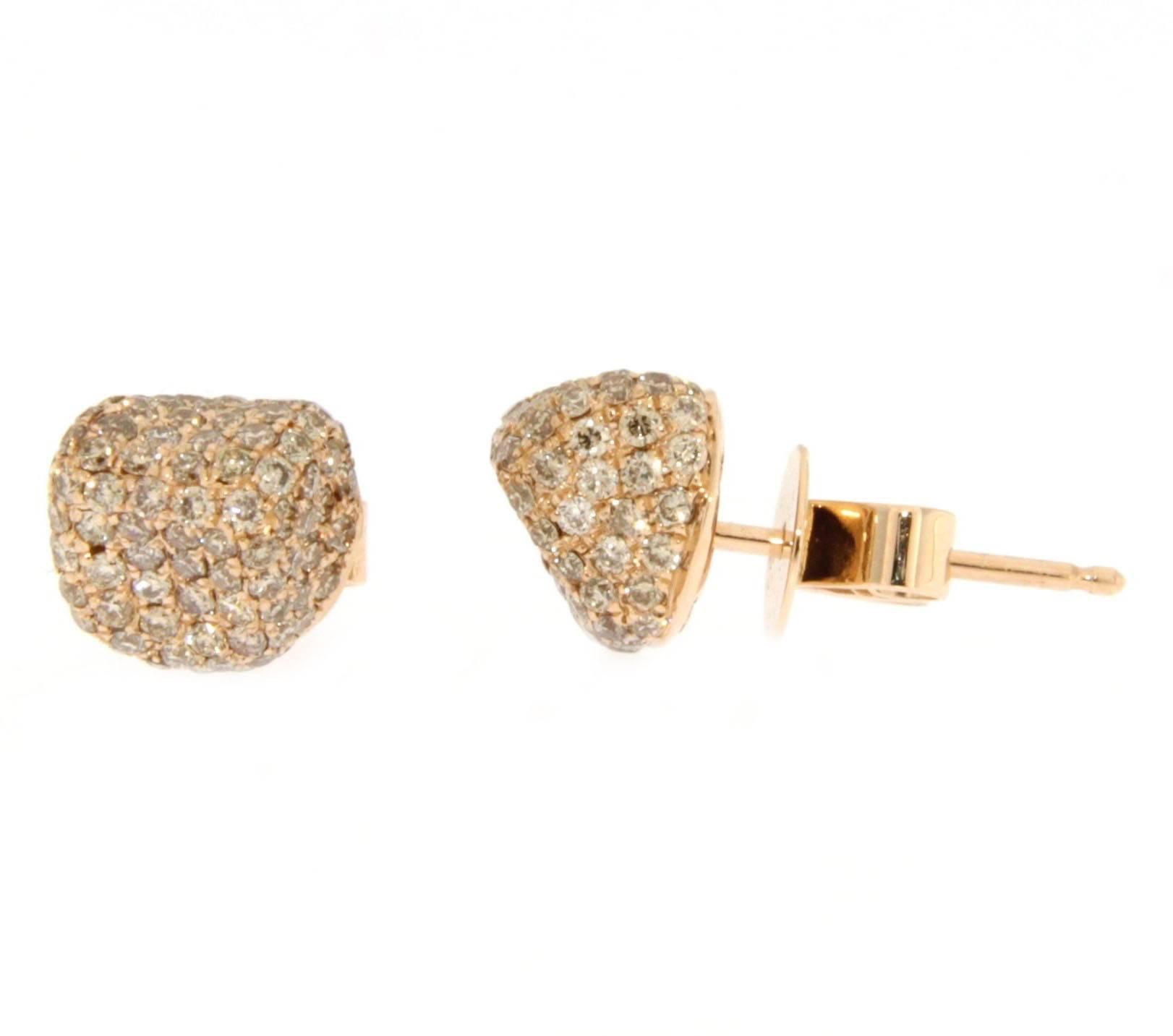 Women's Jona Brown Diamond 18 Karat Pink Gold Stud Earrings
