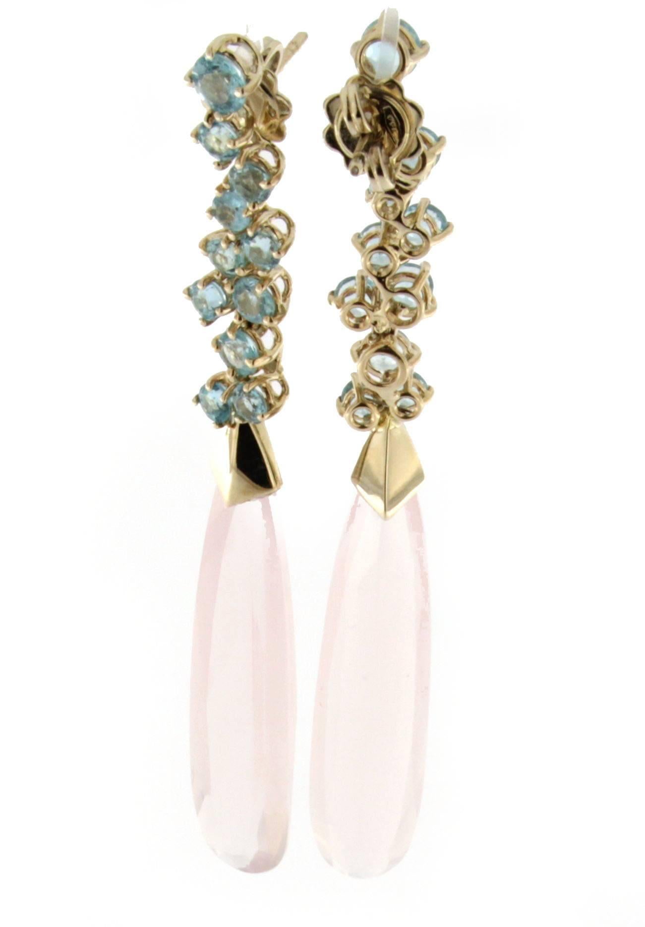 Jona Apatite Pink Quartz 18 Karat White Gold Chandelier Earrings In New Condition In Torino, IT