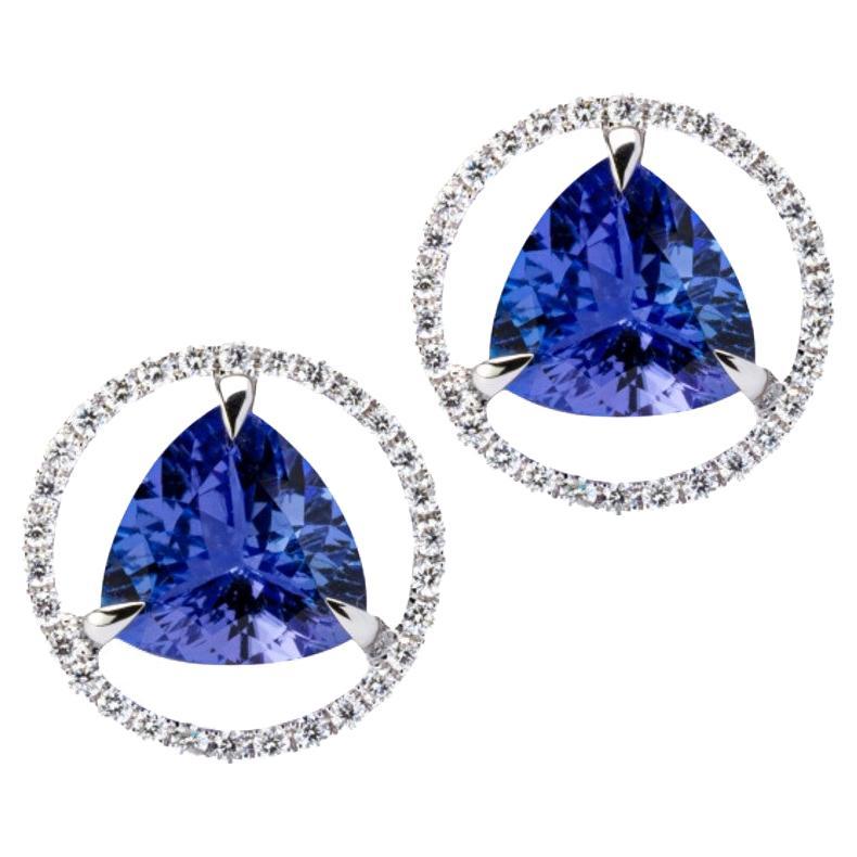 Alex Jona Tanzanite White Diamond White Gold Stud Earrings For Sale