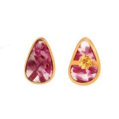 Jona Zoisite Ruby Gold Stud Earrings