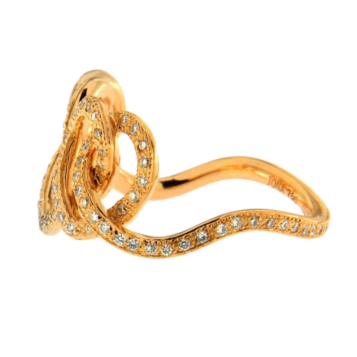 Women's or Men's Jona Open Heart Treillage White Diamond 18 Karat Yellow Gold Ring