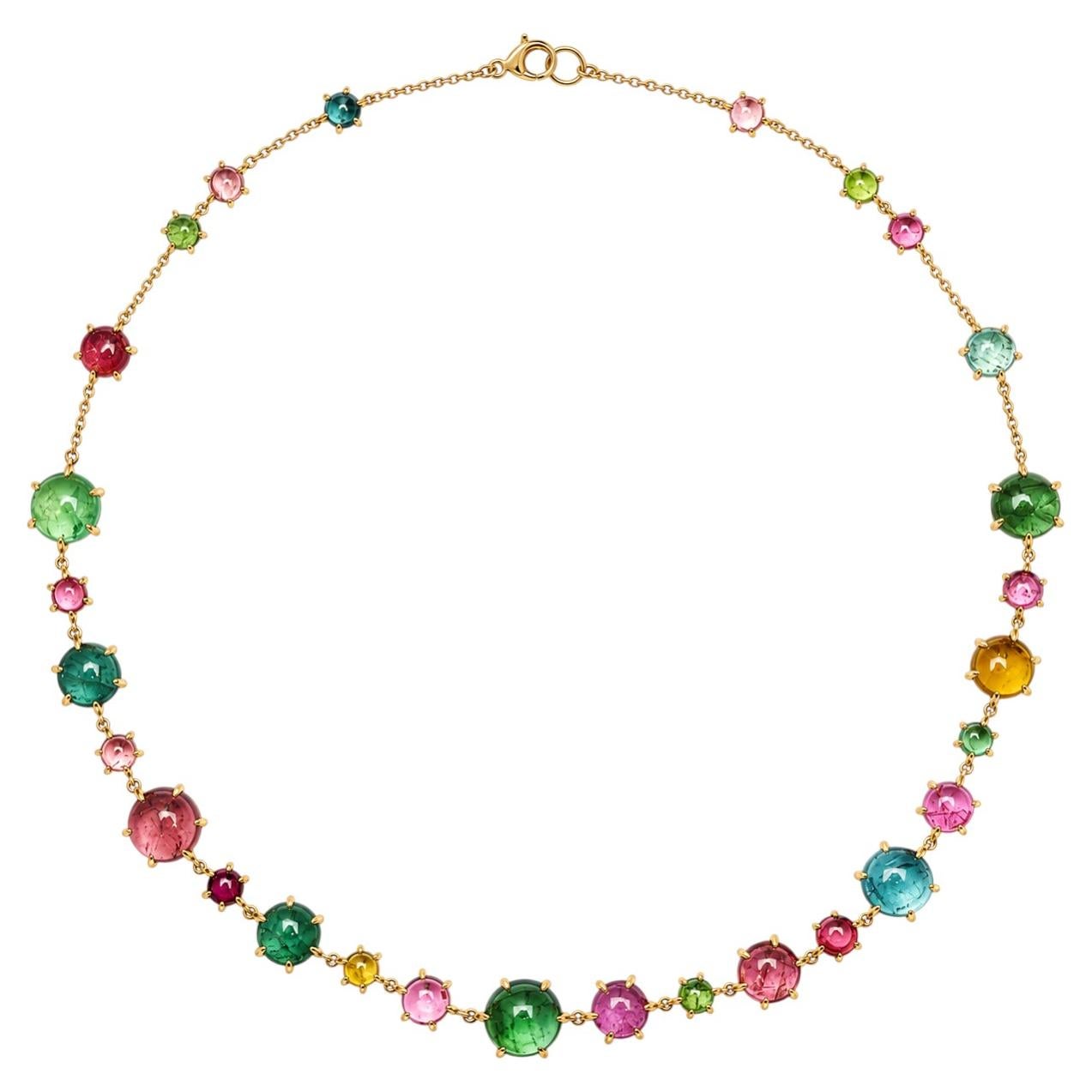 Collana Alex Jona Boboli con tormalina multicolore in oro giallo 18 carati