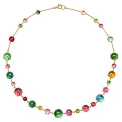 Alex Jona Boboli Multicolor Tourmaline 18 Karat Yellow Gold Necklace