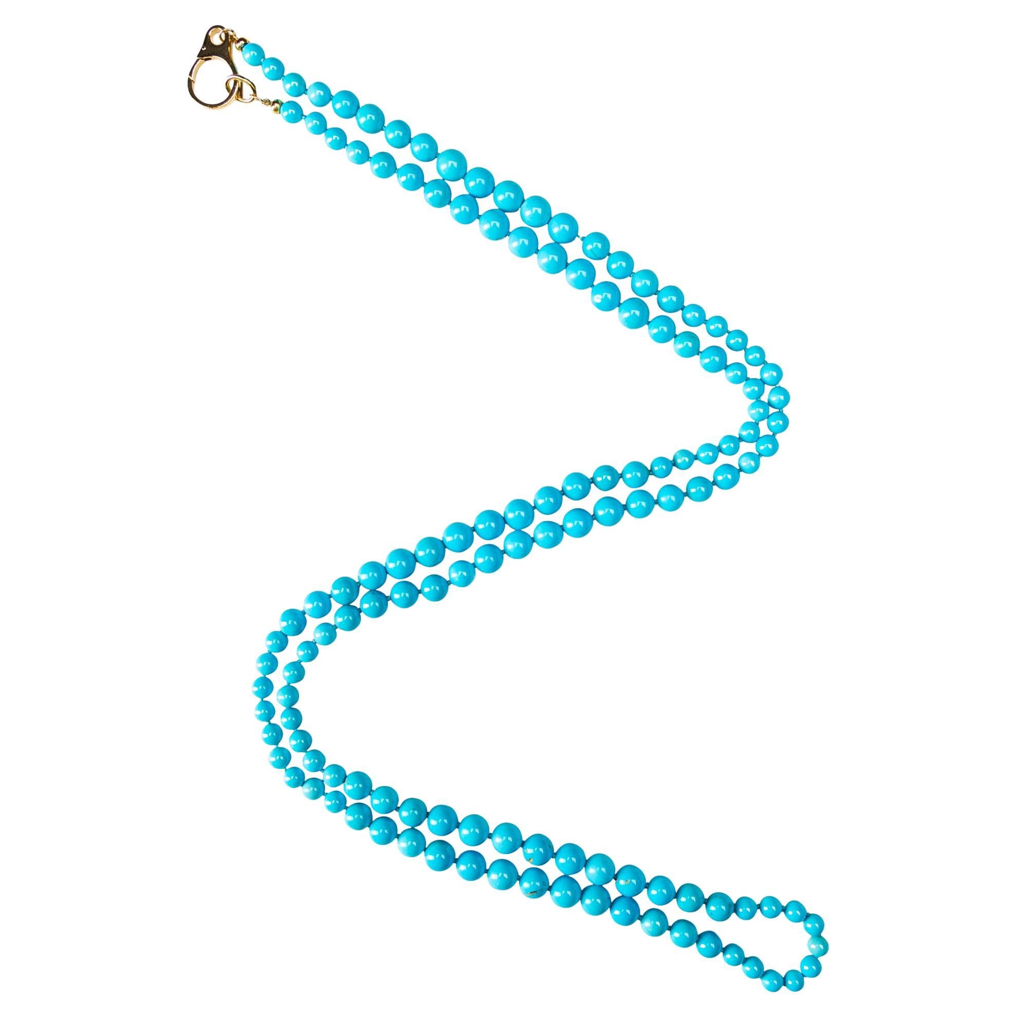 Alex Jona Persian Turquoise 18 Karat Yellow Gold Necklace For Sale