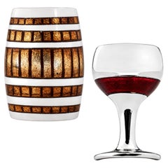 Alex Jona Sterling Silver Barrel & Glass Cufflinks with Enamel