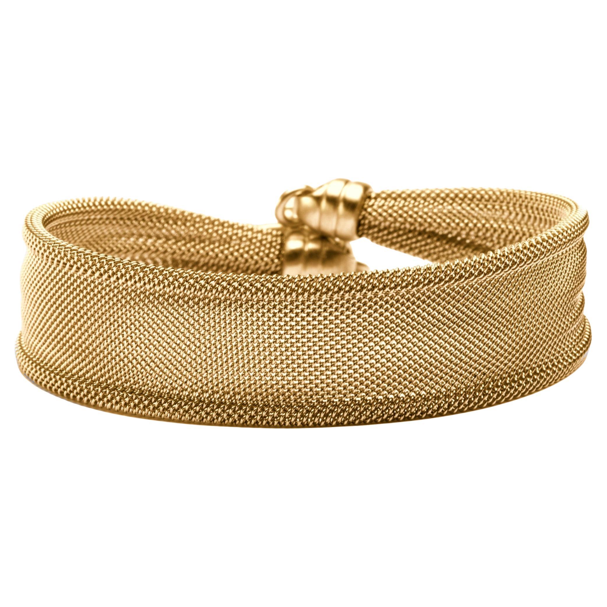 Alex Jona Gold-Plated Sterling Silver Woven Plissé Cuff Bracelet For Sale