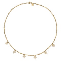 White Diamond Ivy Charm Yellow Gold Necklace