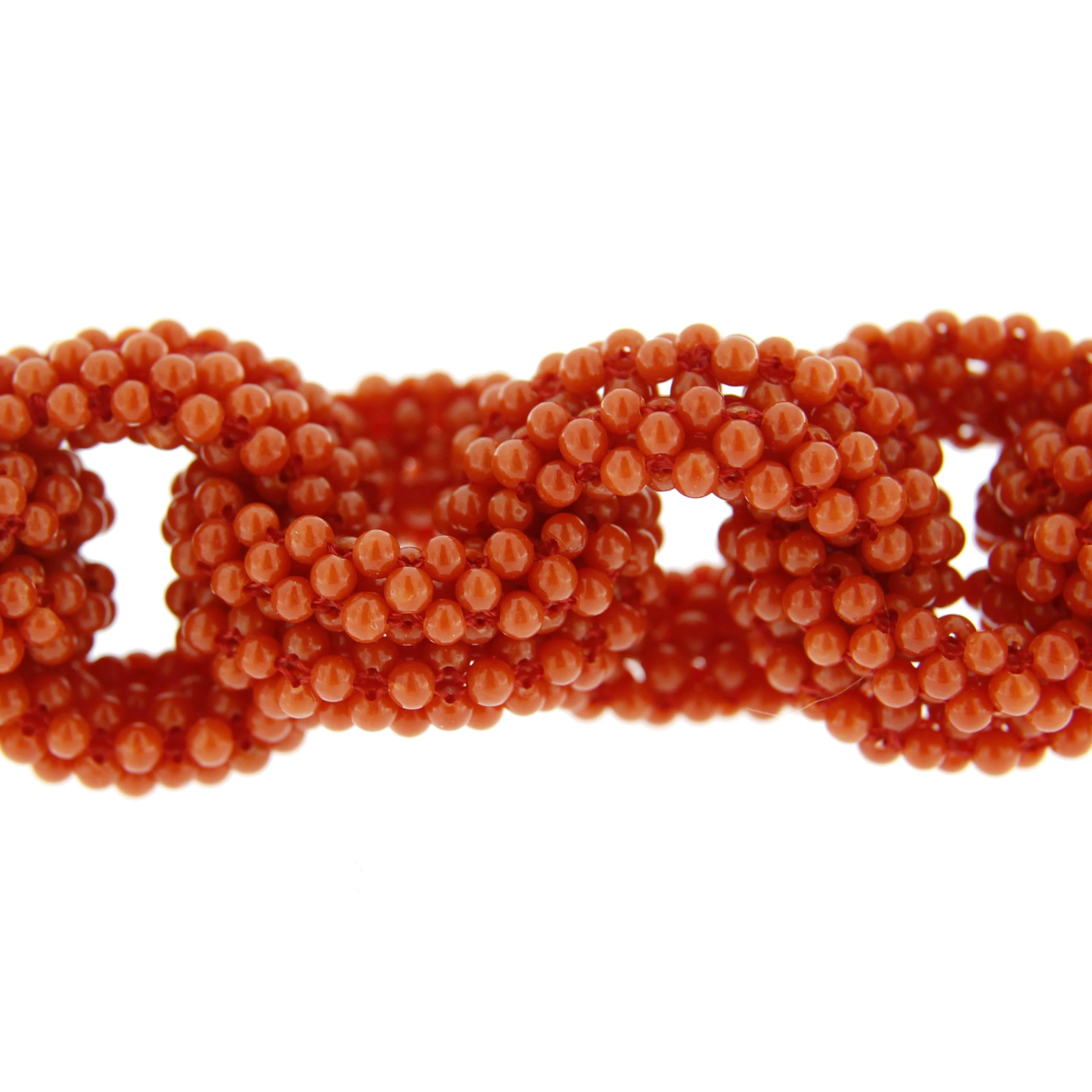 Jona Red Coral Curb-Link Bracelet 1
