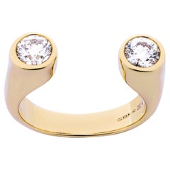 Offener Ring aus 18 Karat Gelbgold mit weißem Diamanten von Alex Jona