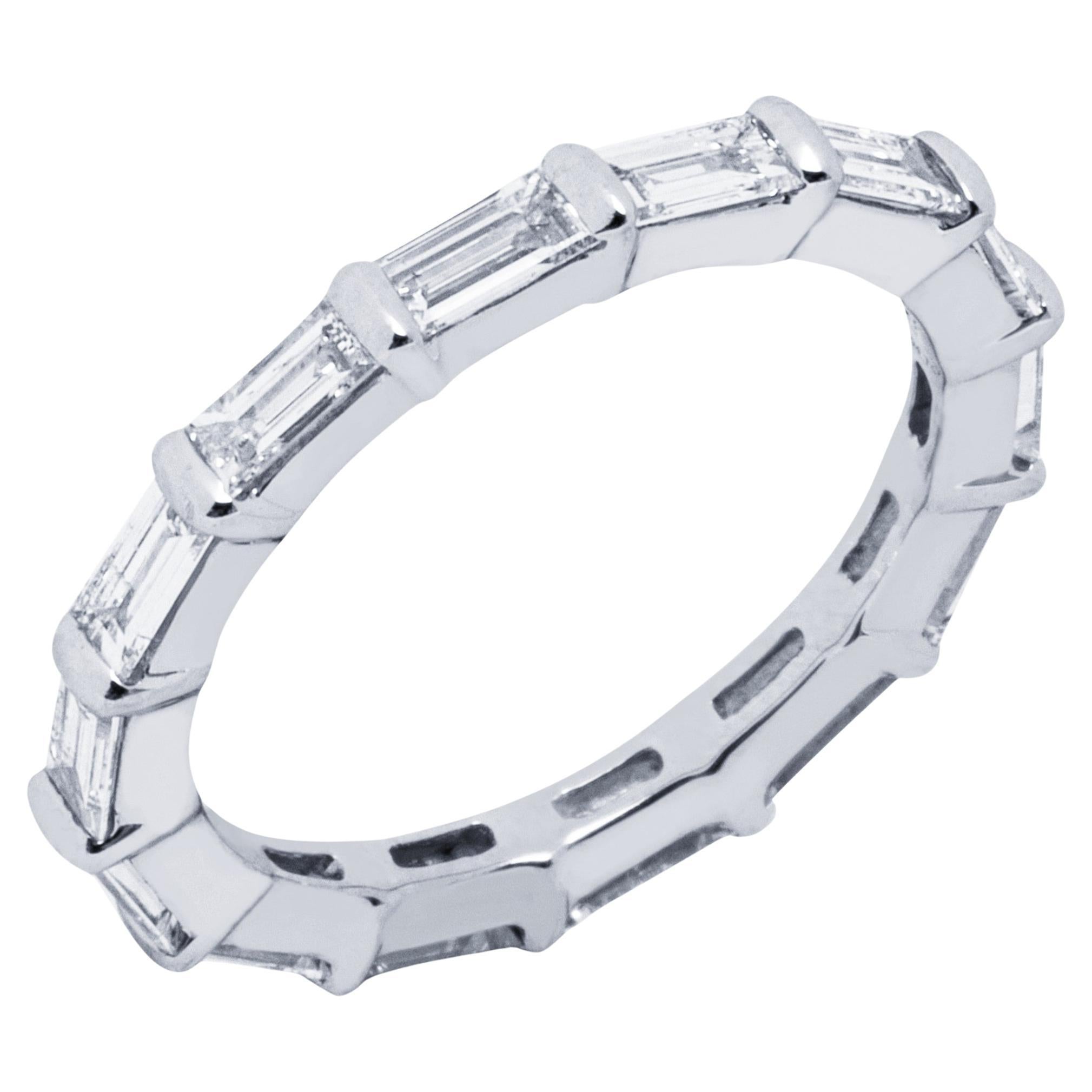 Alex Jona Baguette White Diamond Platinum Eternity Band Ring