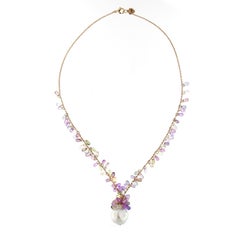 Jona Multicolor Sapphire South Sea Pearl Tassel 18 Karat Rose Gold Drop Necklace