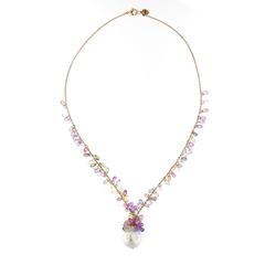 Jona Multicolor Sapphire Pearl Tassel Gold Necklace 8
