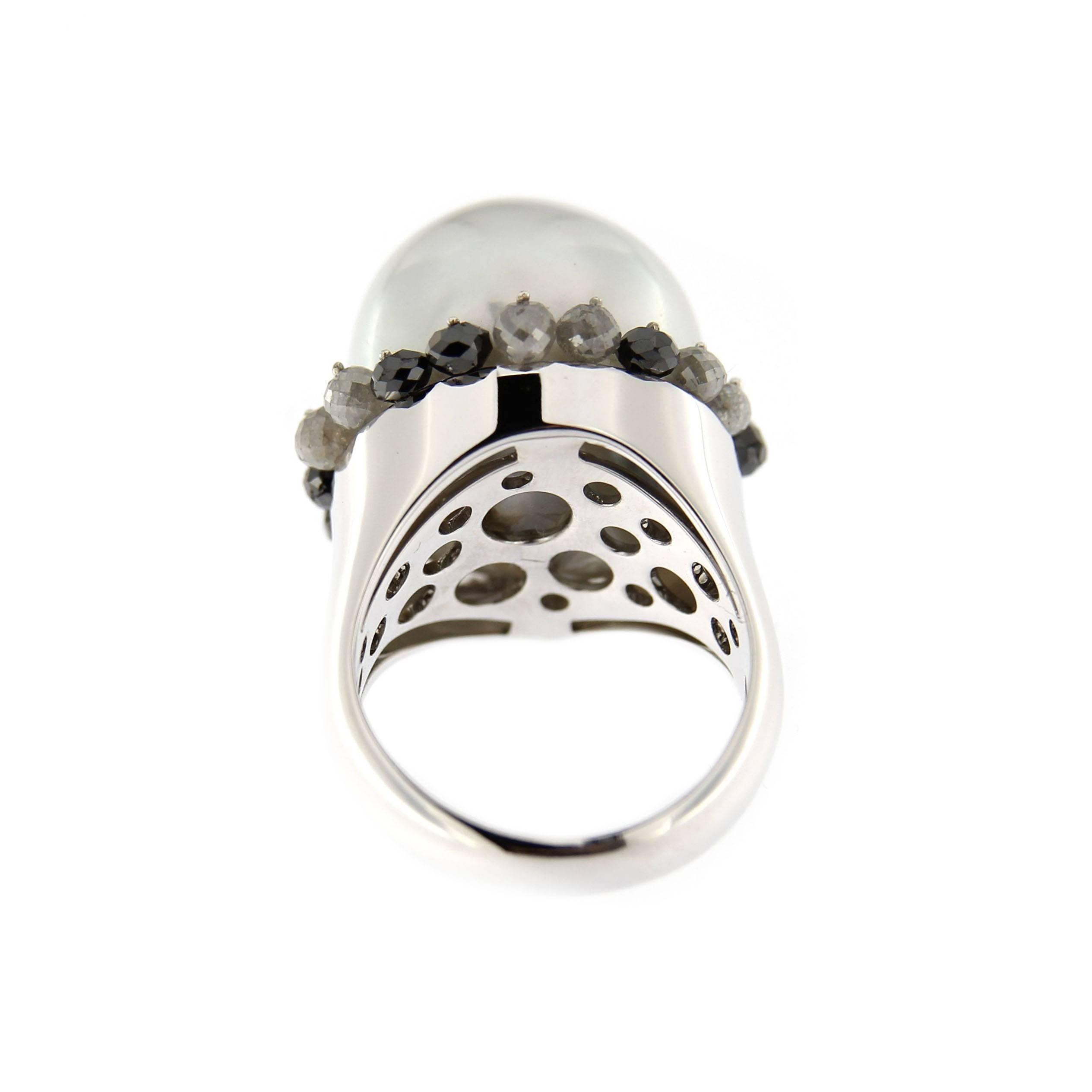 Jona Baroque Pearl Diamond White Gold Ring 1