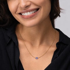 Alex Jona 18 Karat Yellow Gold Floating Blue Sapphire Necklace