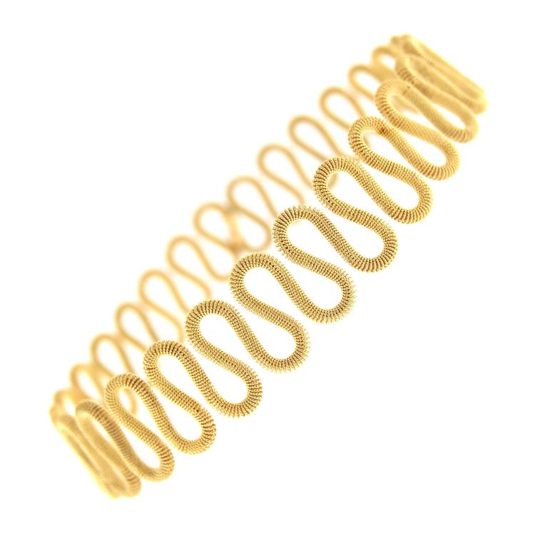 Jona 18k Yellow Gold Twisted Wire Flexible Choker Necklace For Sale at