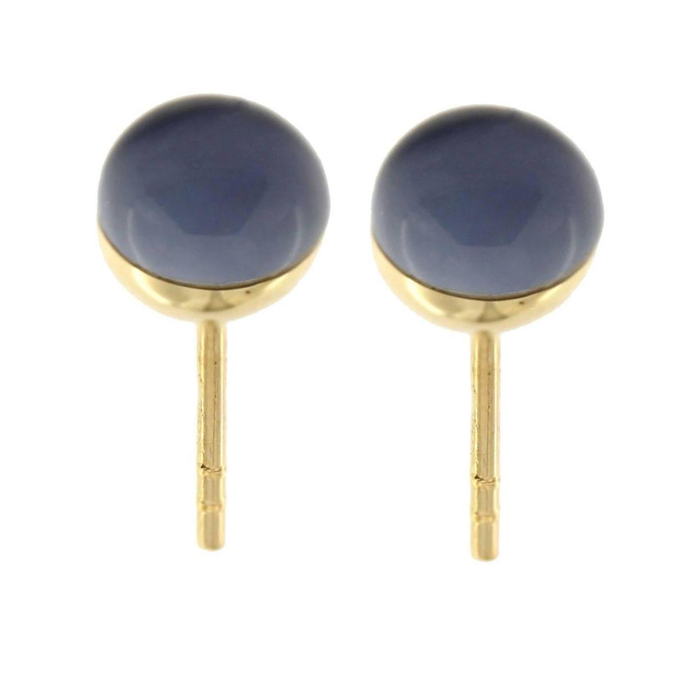 Jona Lapis Lazuli Quartz 18 Karat Yellow Gold Small Stud Earrings In New Condition In Torino, IT