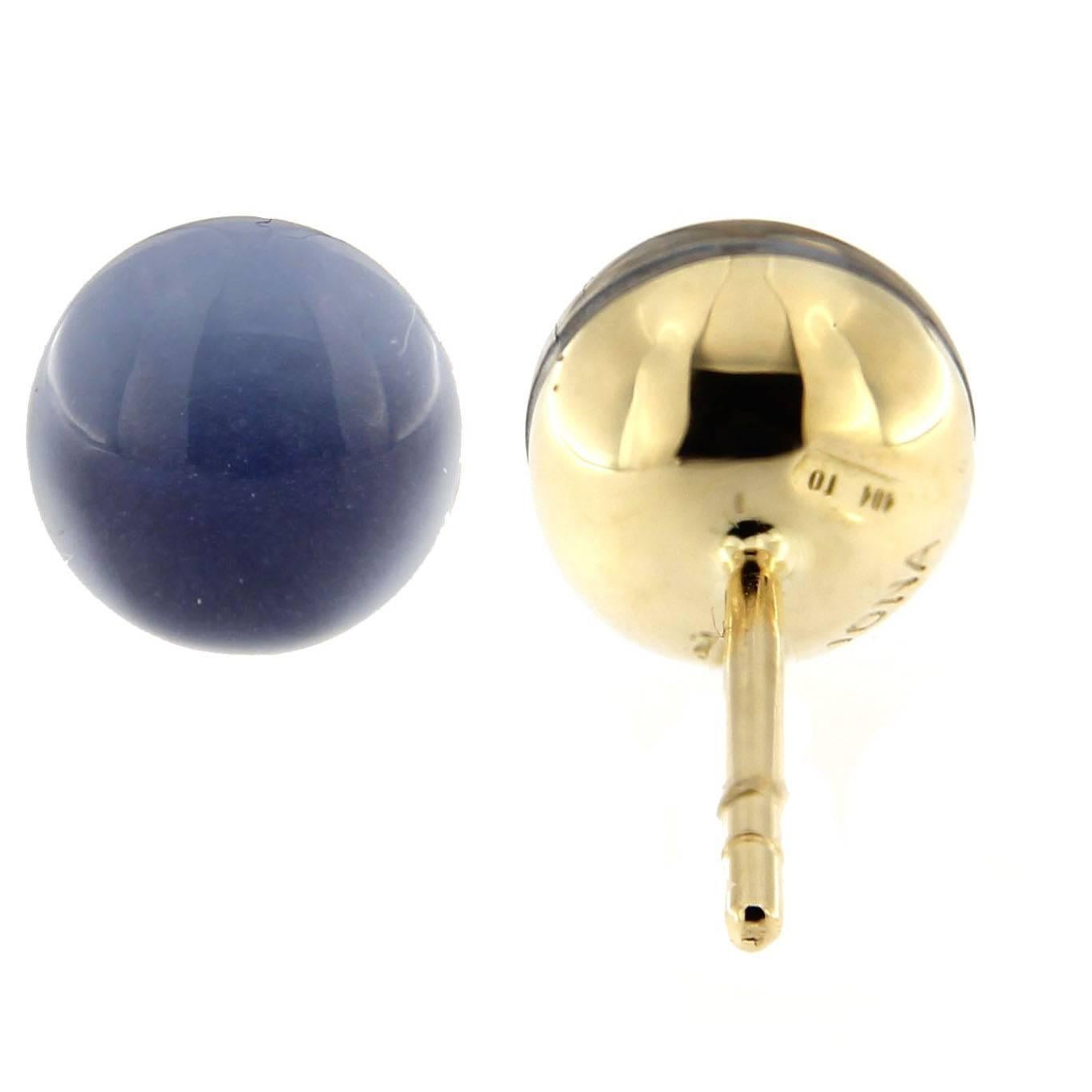 Jona Lapis Lazuli Quartz 18 Karat Yellow Gold Small Stud Earrings 1