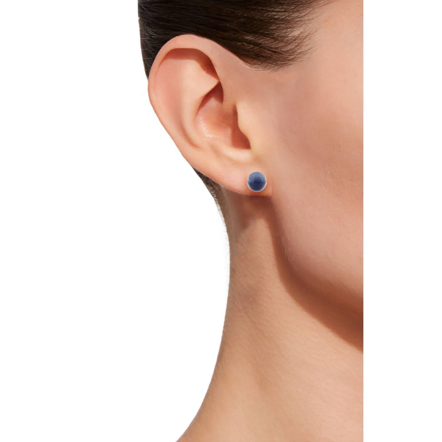 Jona design collection, hand crafted in Italy, 18 Karat yellow gold, quartz over lapis lazuli and mother of pearl cabochon small stud earrings, weighing 2.80 carats. 
All Jona jewelry is new and has never been previously owned or worn. Each item