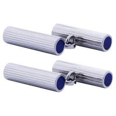 Alex Jona Boutons de manchette bar en argent sterling et lapis-lazuli