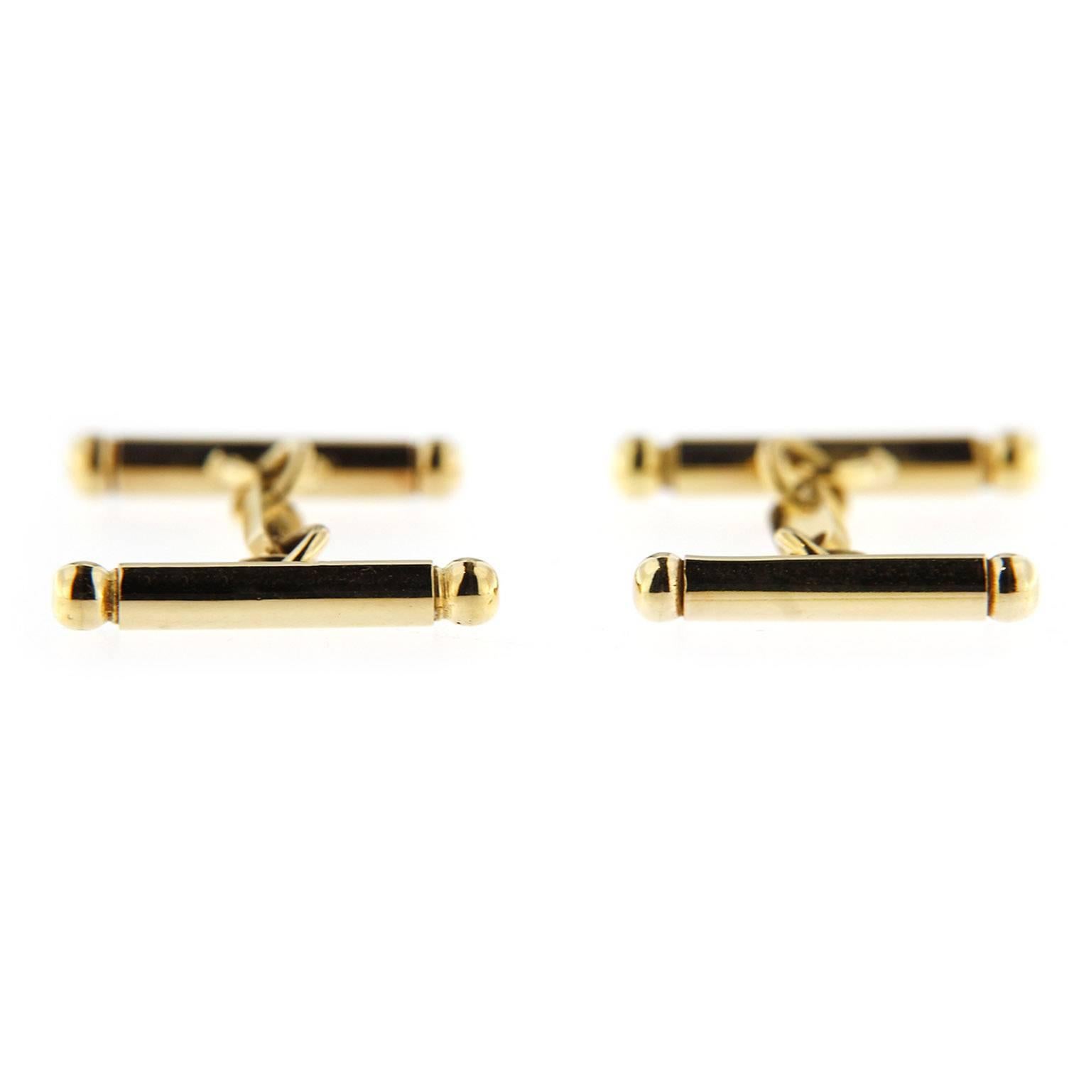 Jona collection, hand crafted in Italy,18 Karat yellow gold bar cufflinks.
All Jona jewelry is new and has never been previously owned or worn. Each item will arrive at your door beautifully gift wrapped in Jona boxes, put inside an elegant pouch or