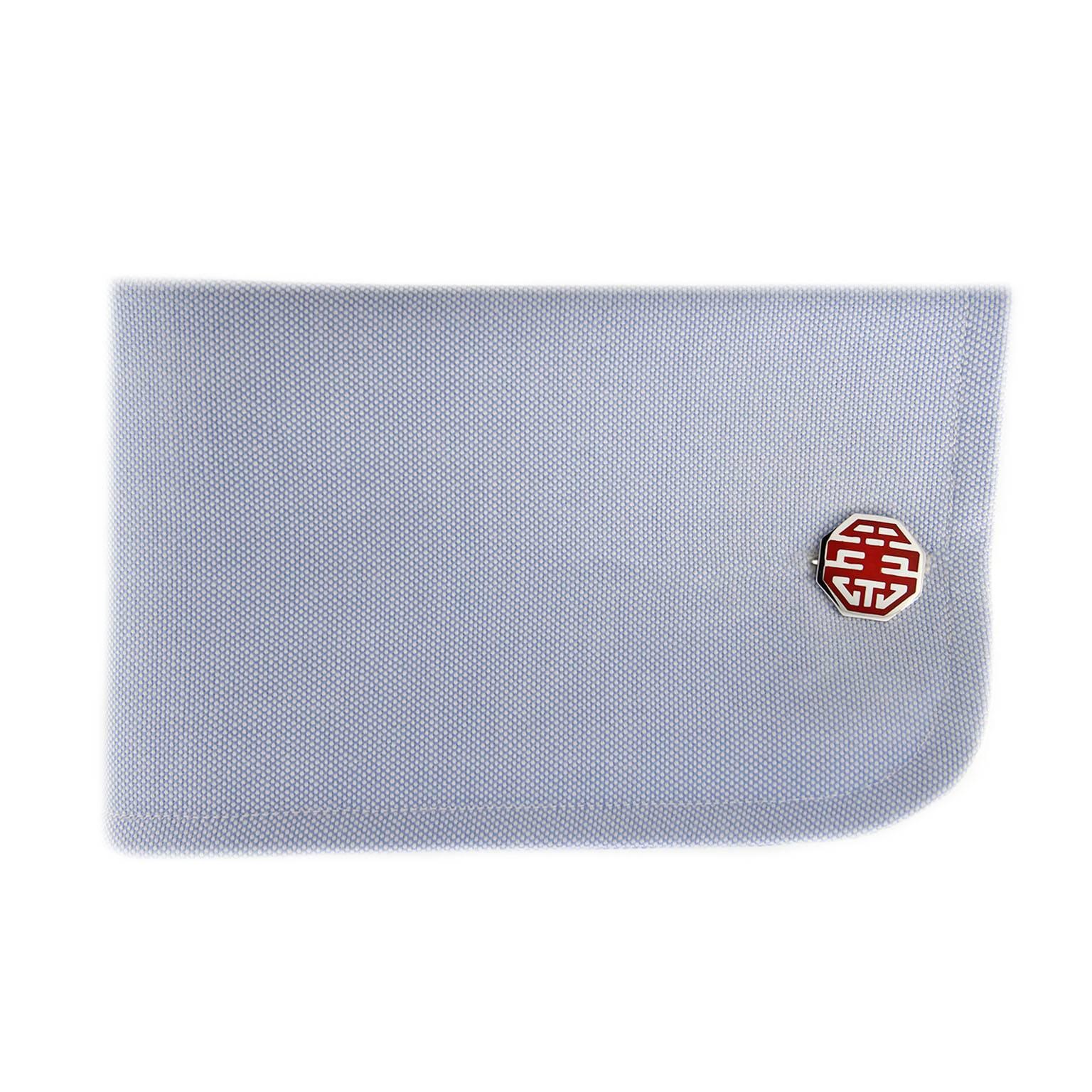 Jona design collection “Long & happy Life”, hand crafted in Italy, sterling silver cufflinks with red enamel . Chinese luck bringer symbol since the time of emperors. Dimensions: Large button 0.56