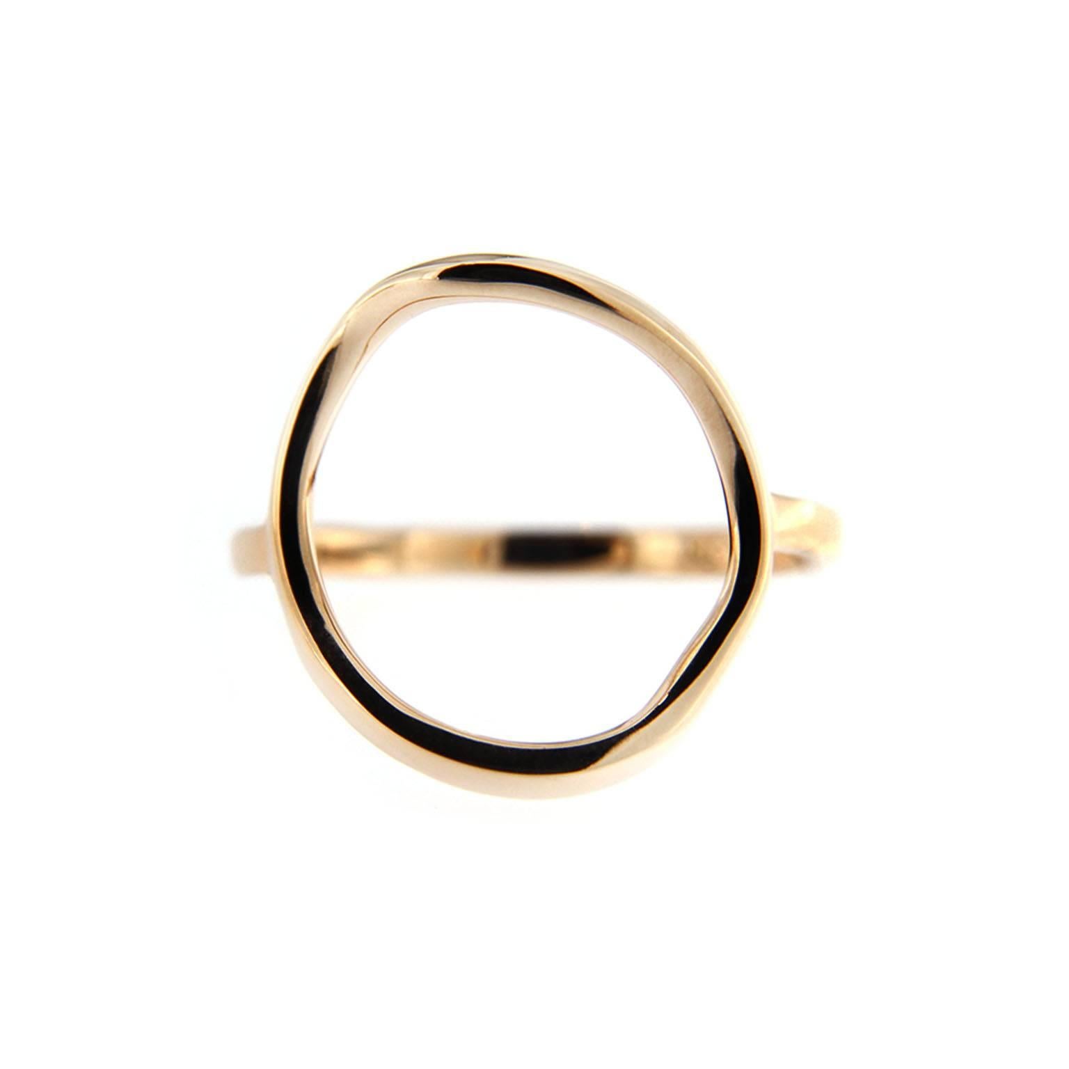 Jona 18 Karat Rose Gold Open Circle Hoop Ring In New Condition In Torino, IT