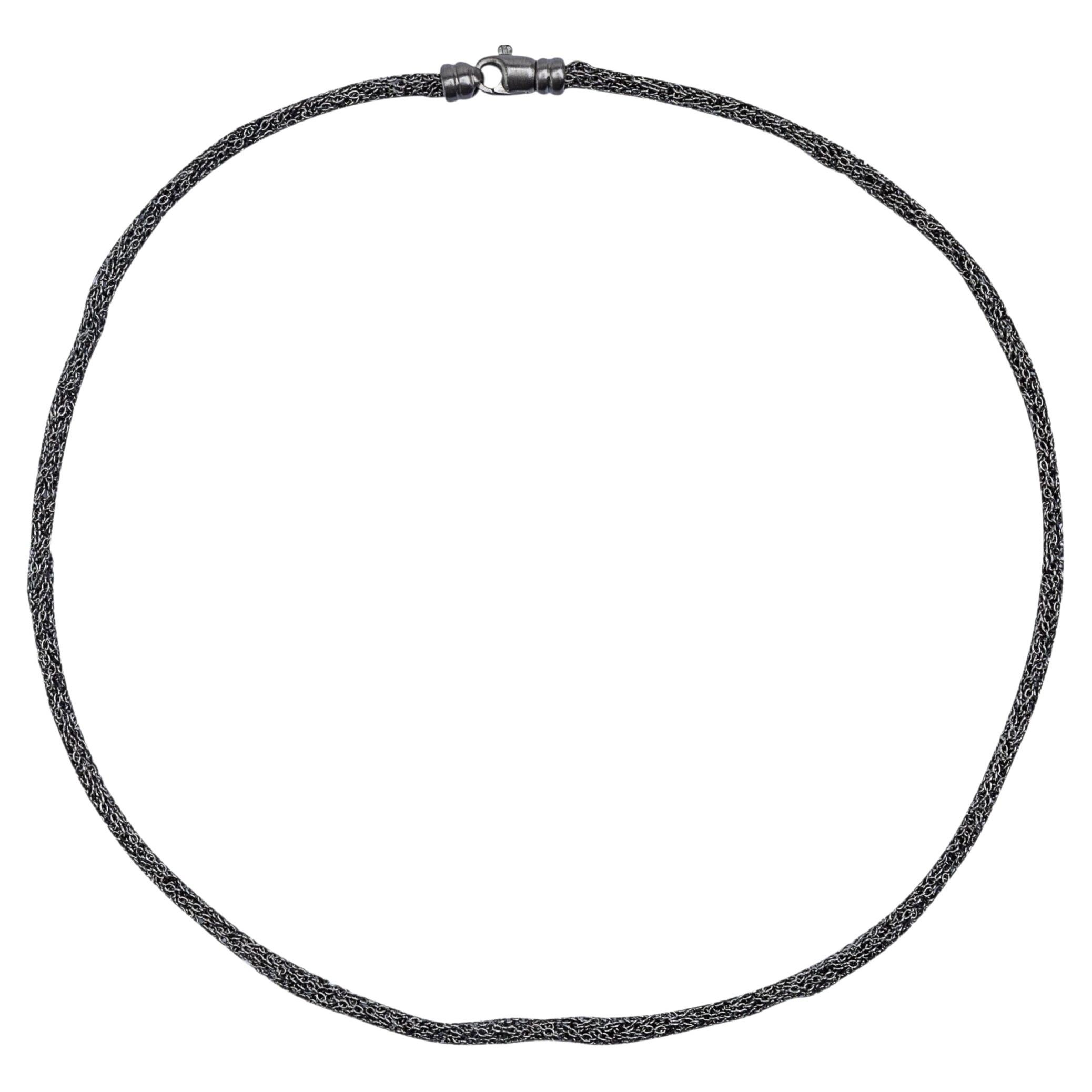 Alex Jona Sterling Silver Black Rhodium Woven Chain Necklace