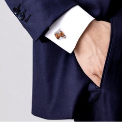 Alex Jona Sterling Silver Enamel Horse Equestrian Cufflinks