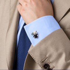 Alex Jona Sterling Silver Enamel Panda Cufflinks
