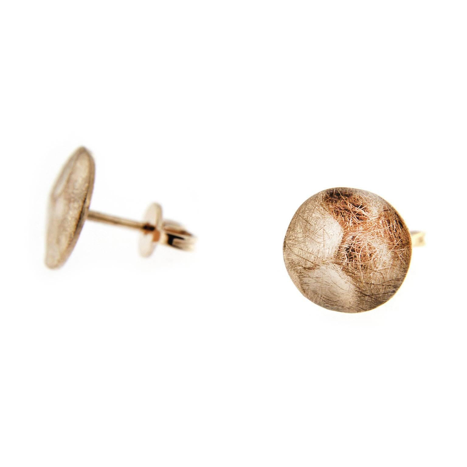 brushed gold stud earrings