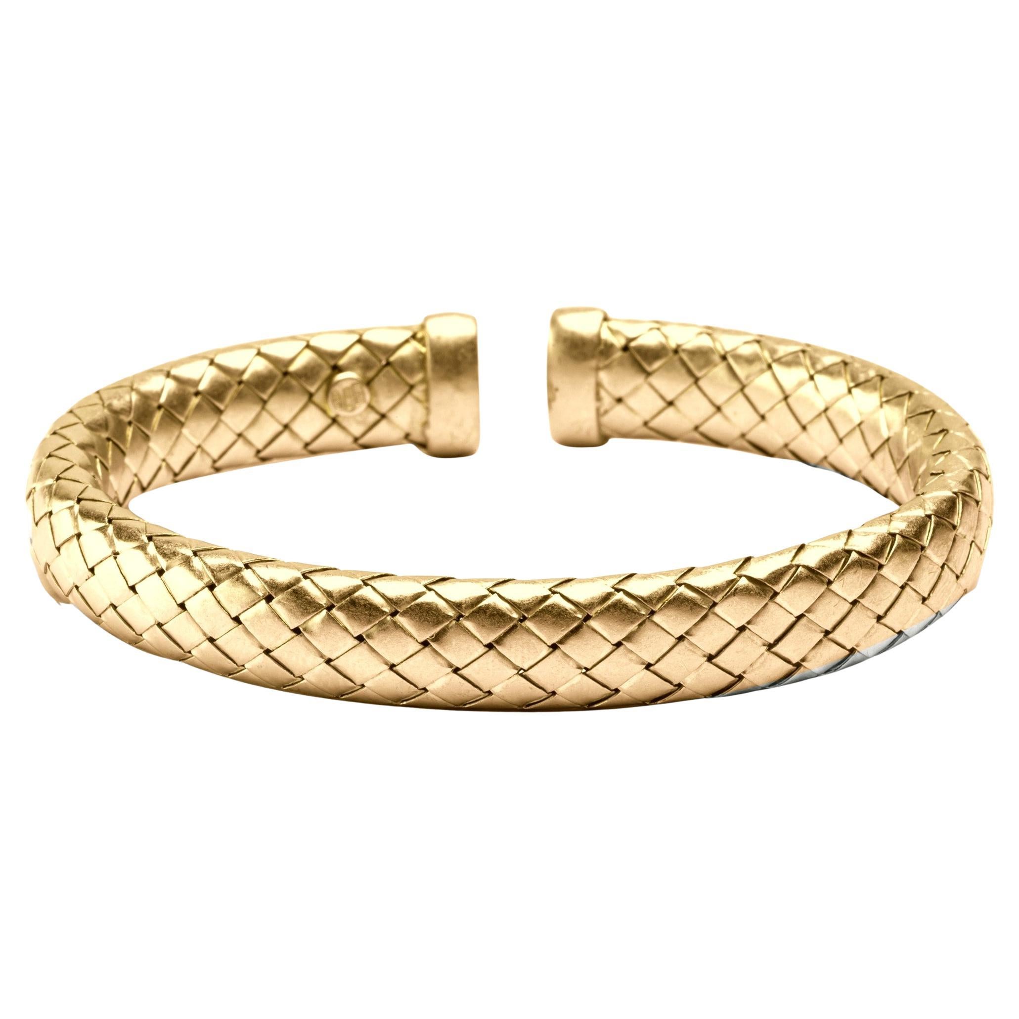Alex Jona Gold-Plated Sterling Silver Basket Weave Bangle Bracelet