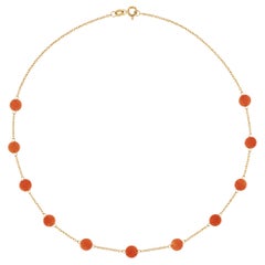 Alex Jona Coral 18 Karat Yellow Gold Chain Necklace