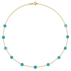 Alex Jona Turquoise 18 Karat Yellow Gold Chain Necklace