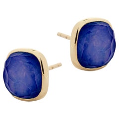 Alex Jona Lapis Lazuli Quartz 18 Karat Yellow Gold Stud Earrings