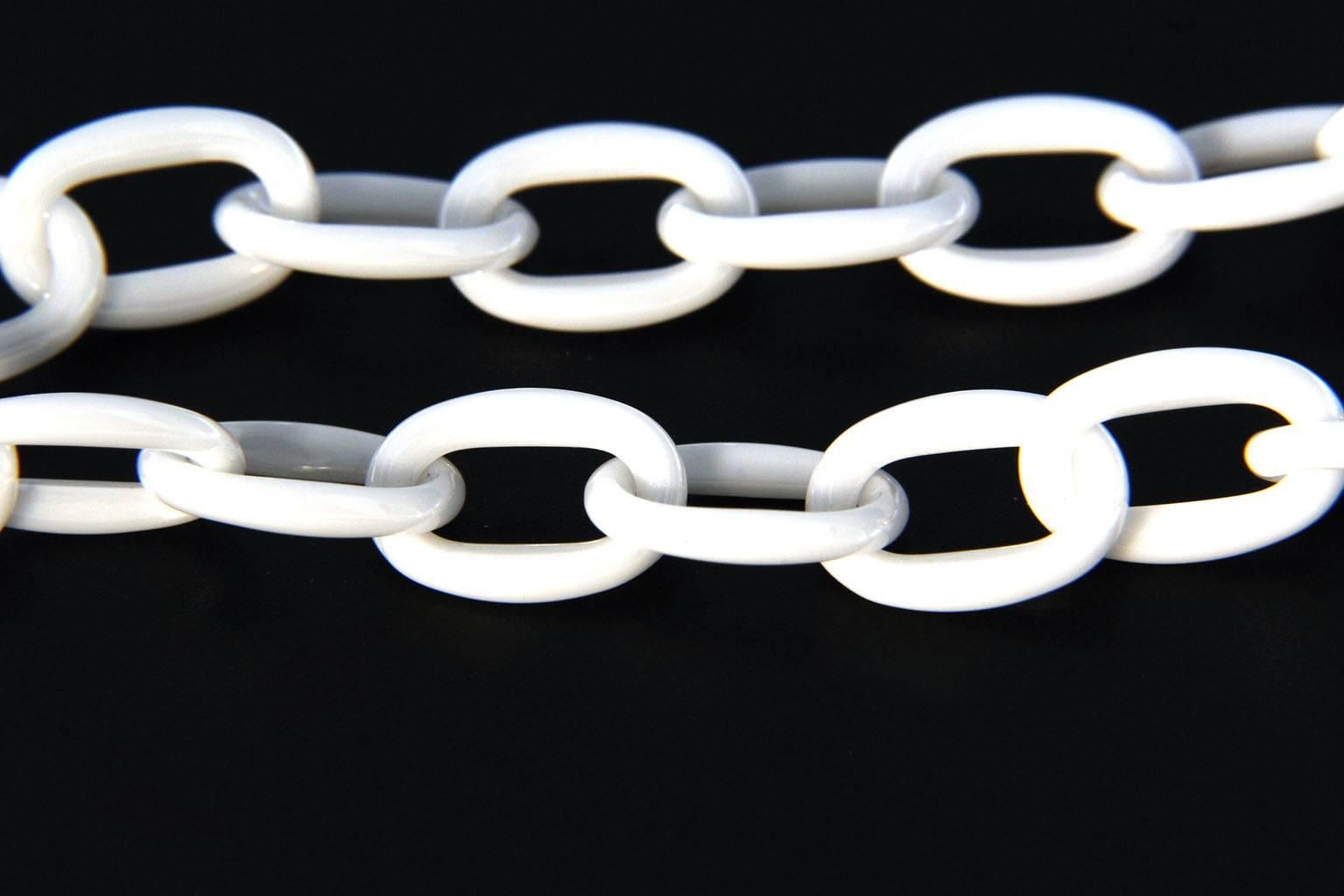 Jona High-Tech White Ceramic Gold Chain Bracelet In New Condition In Torino, IT